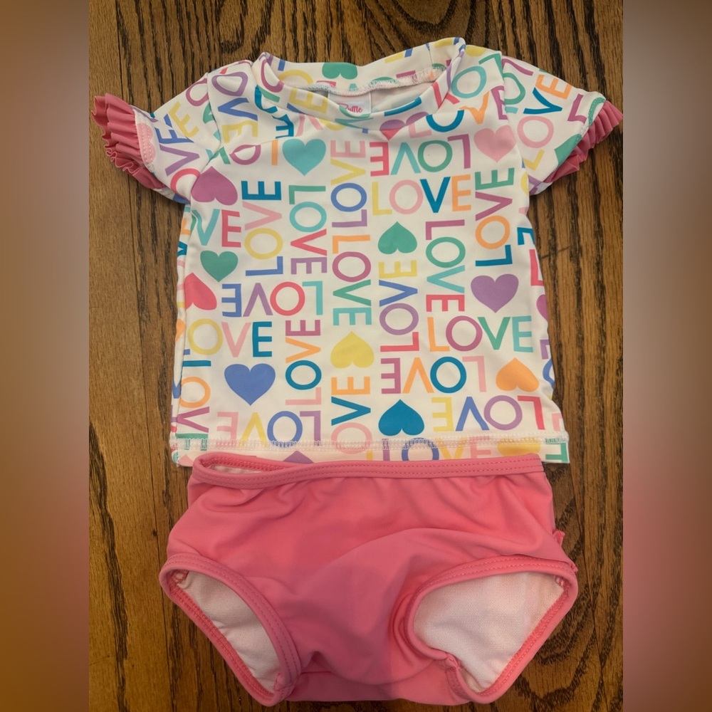 EUC Ruffle Butts Two Piece Swim - 3-6 Months